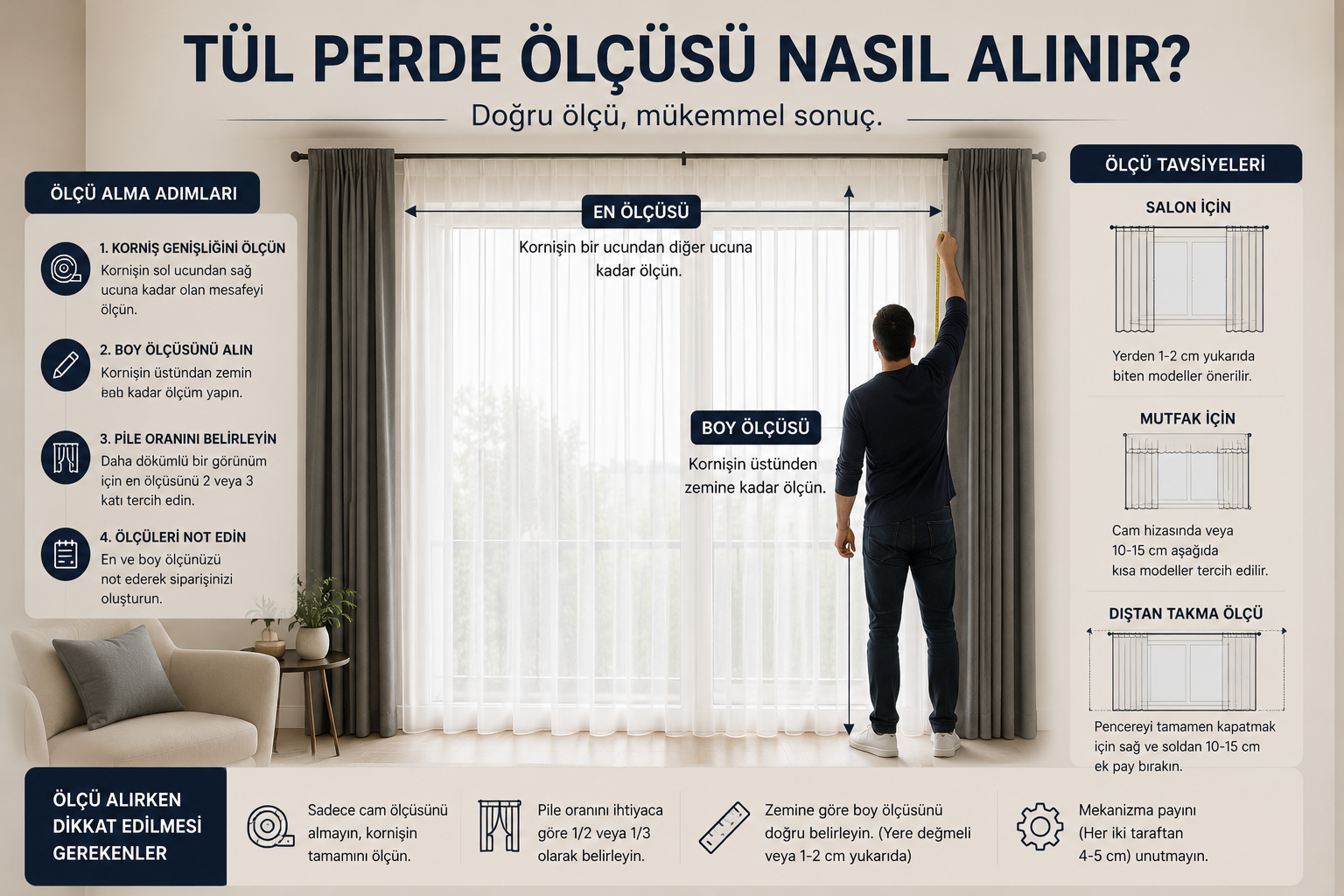 Tül Perde Ölçüsü Nasıl Alınır? Doğru Ölçü Alma Rehberi