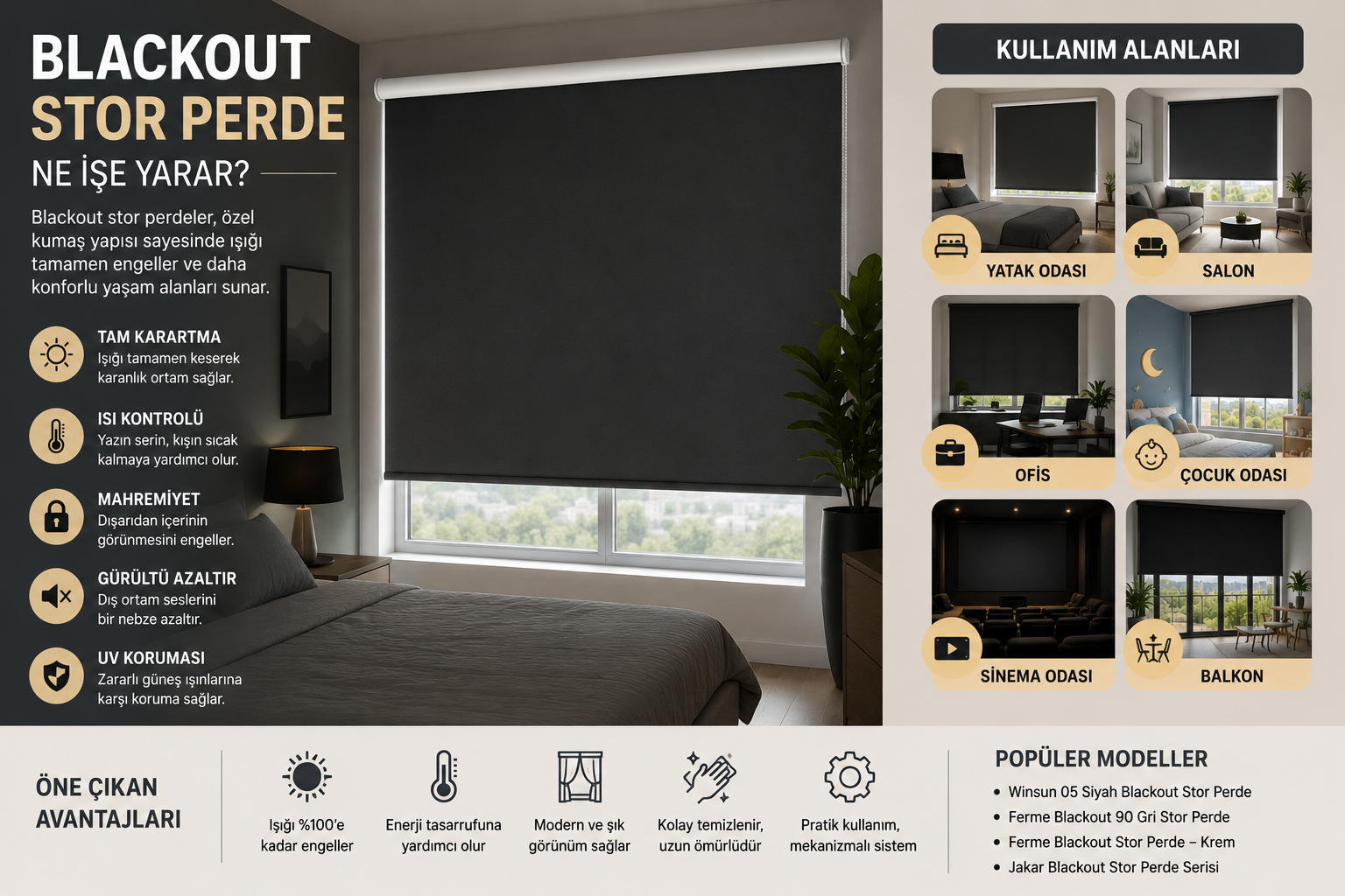 Blackout Stor Perde Ne İşe Yarar? Avantajları ve Kullanım Alanları