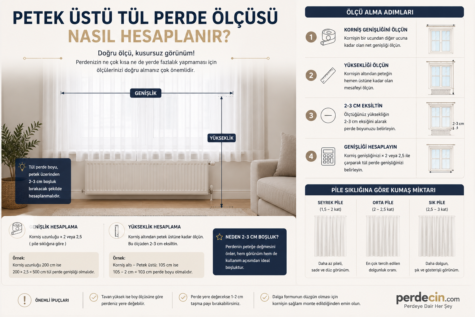 Petek Üstü Tül Perde Ölçüsü Nasıl Hesaplanır?