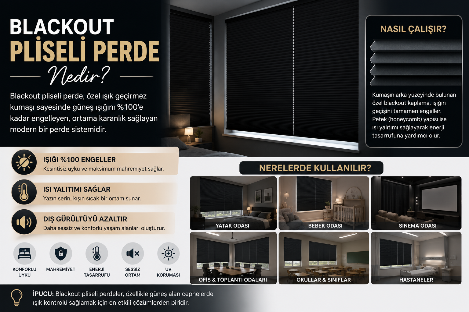 Blackout Pliseli Perde Nedir? Nerelerde Kullanılır?