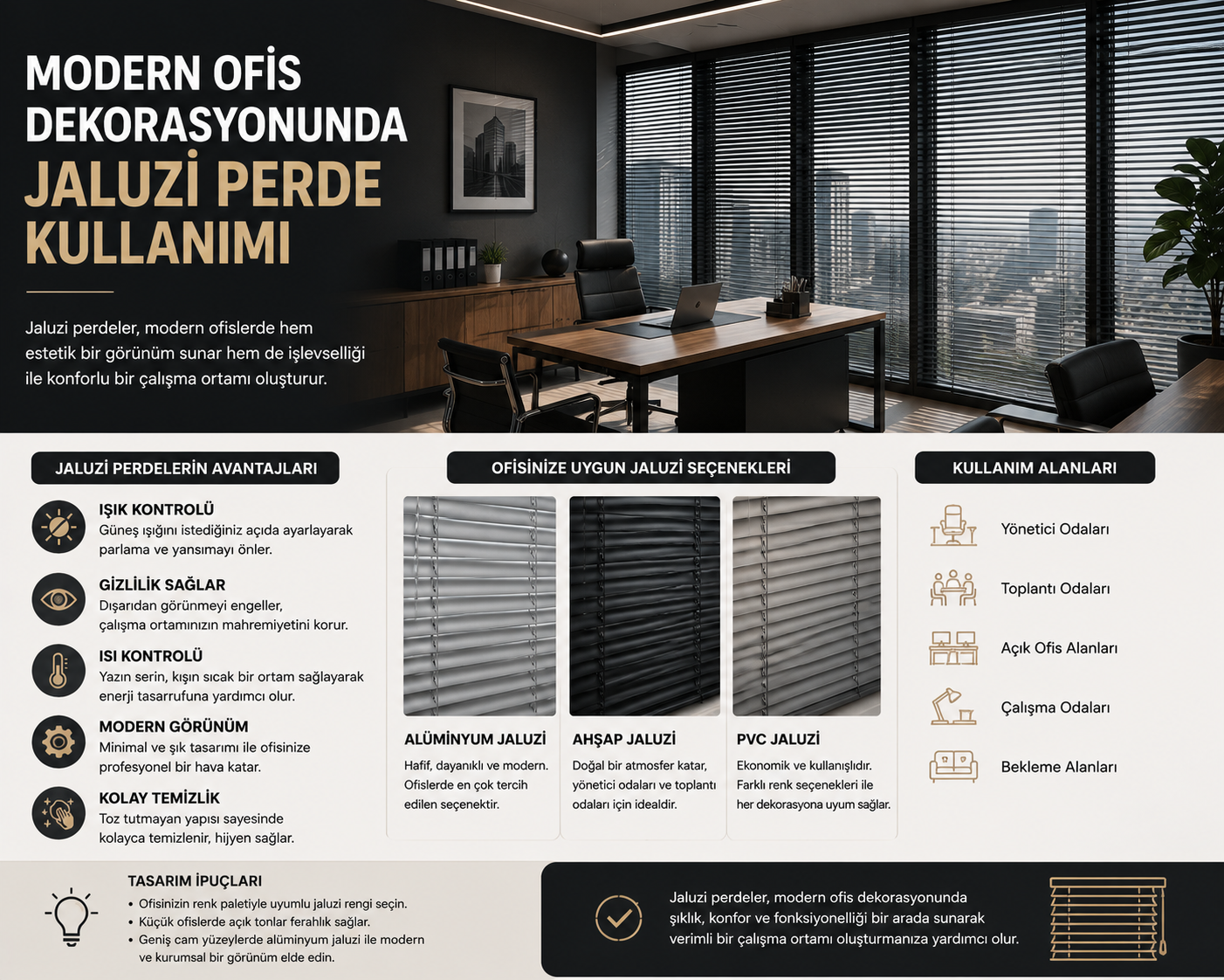 Modern Ofis Dekorasyonunda Jaluzi Perde Kullanımı