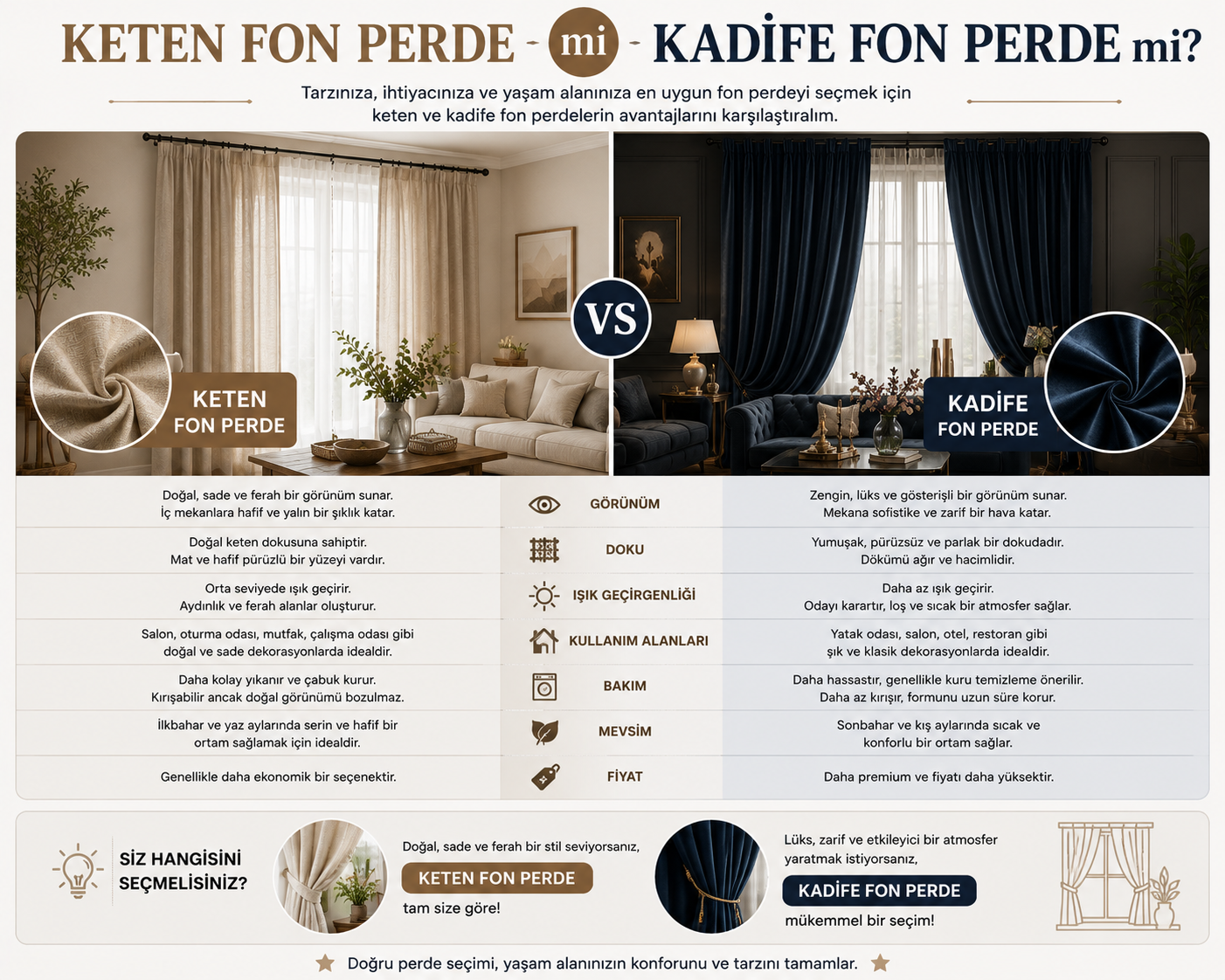 Keten Fon Perde mi Kadife Fon Perde mi?