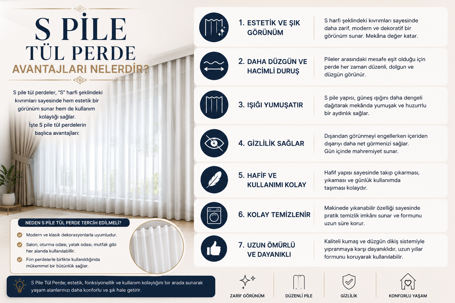 S Pile Tül Perde Avantajları Nelerdir?