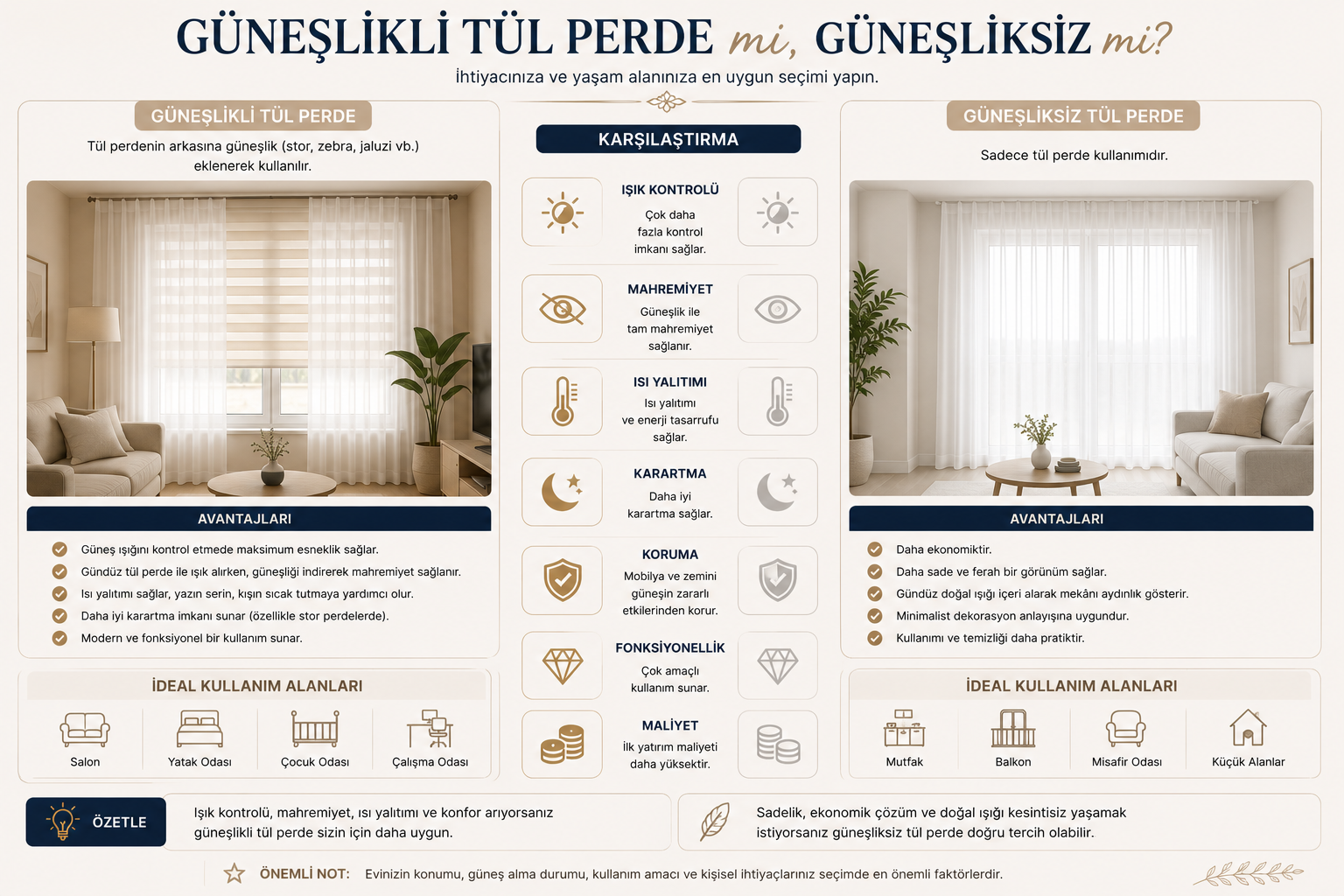 Güneşlikli Tül Perde mi Güneşliksiz mi?