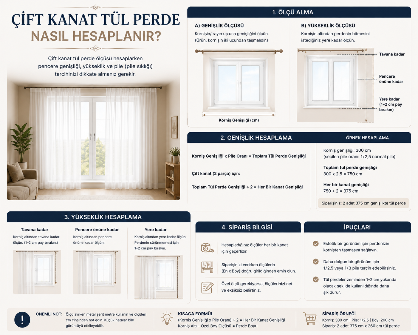 Çift Kanat Tül Perde Nasıl Hesaplanır?