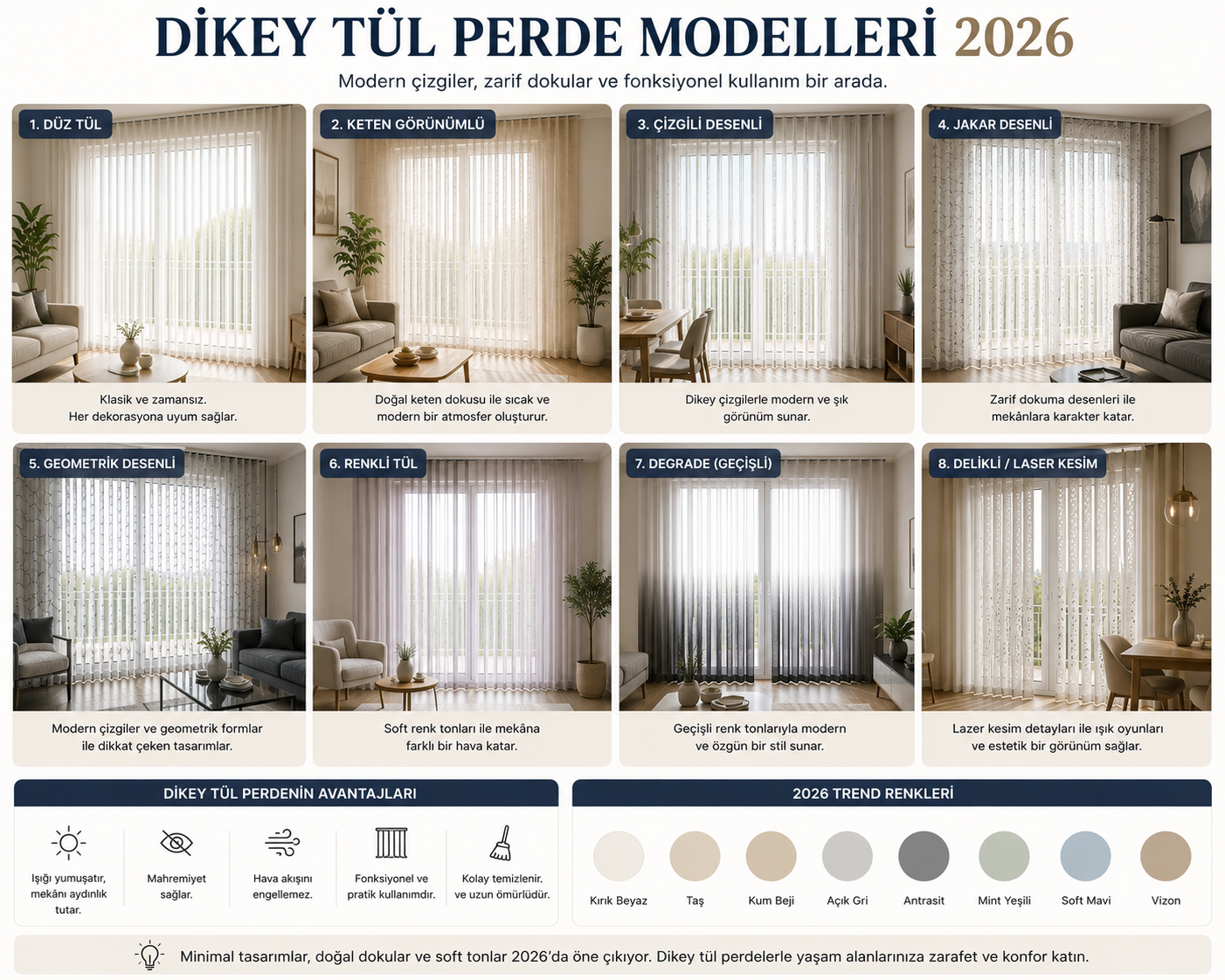 Dikey Tül Perde Modelleri 2026
